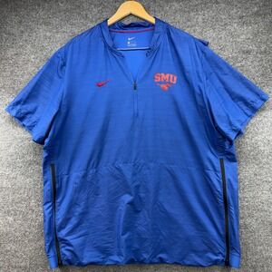 Nike SMU Mustangs Mens XXL Blue‎ Short Sleeve Quarter Zip Pullover Windshirt
